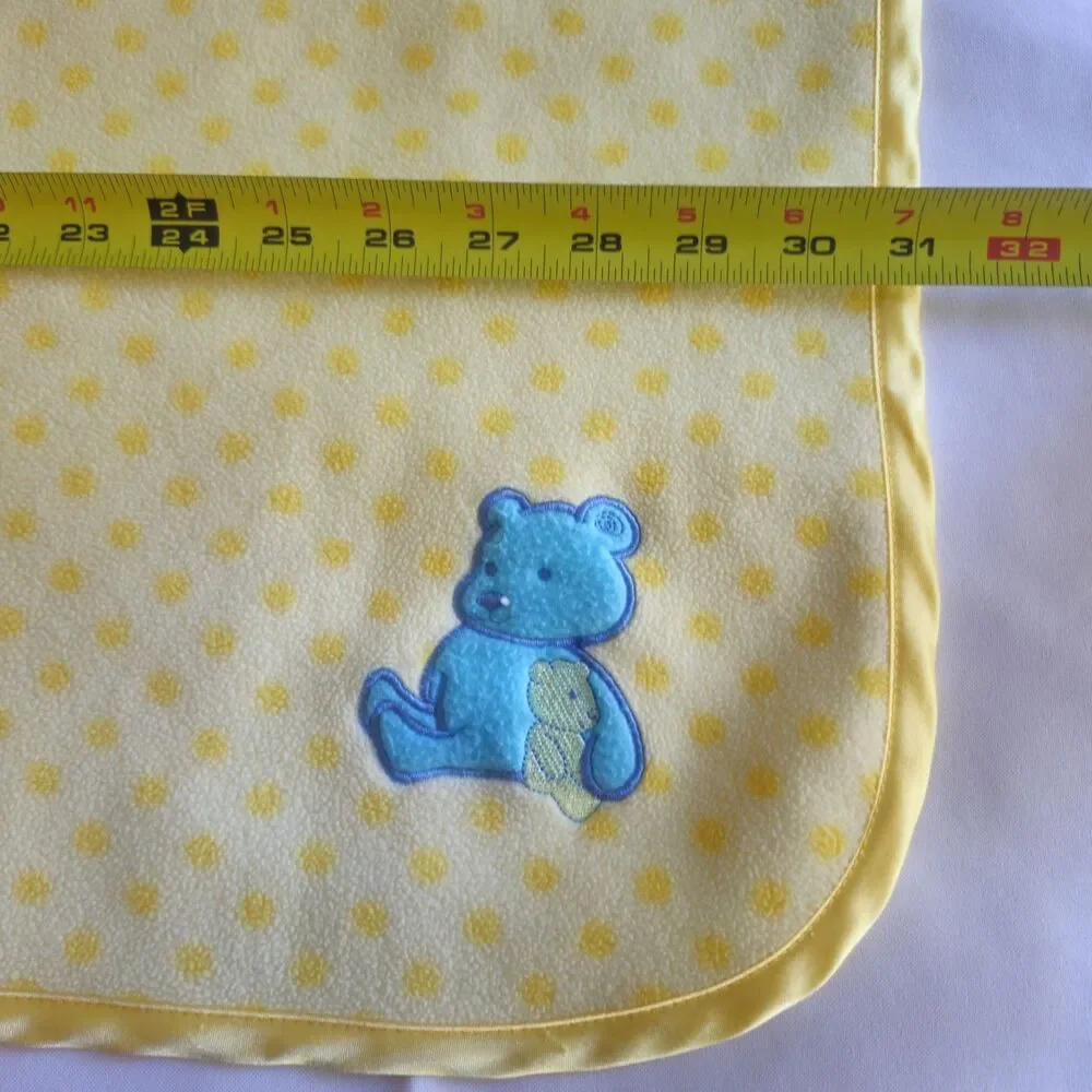 VTG Child‎ of Mine by Carter's Yellow Polka Dot Blue Teddy Fleece Baby Blanket